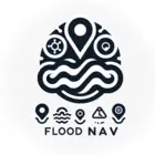 The FloodNav logo which can be clicked to search for a local FloodNav. FloodNav is a live flood map service provided by FloodMapperUK.